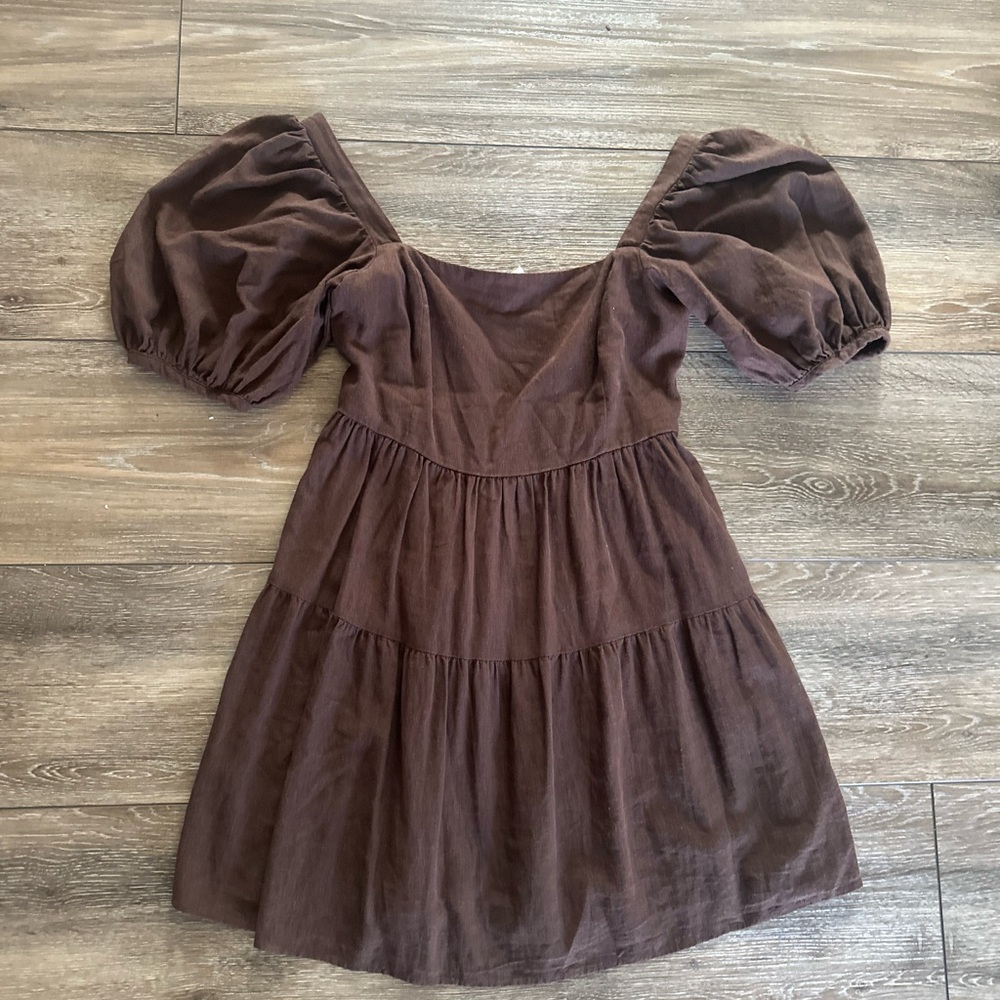 House of Harlow 1960 Brown Puff Sleeve Mini Dress - Picture 4 of 8